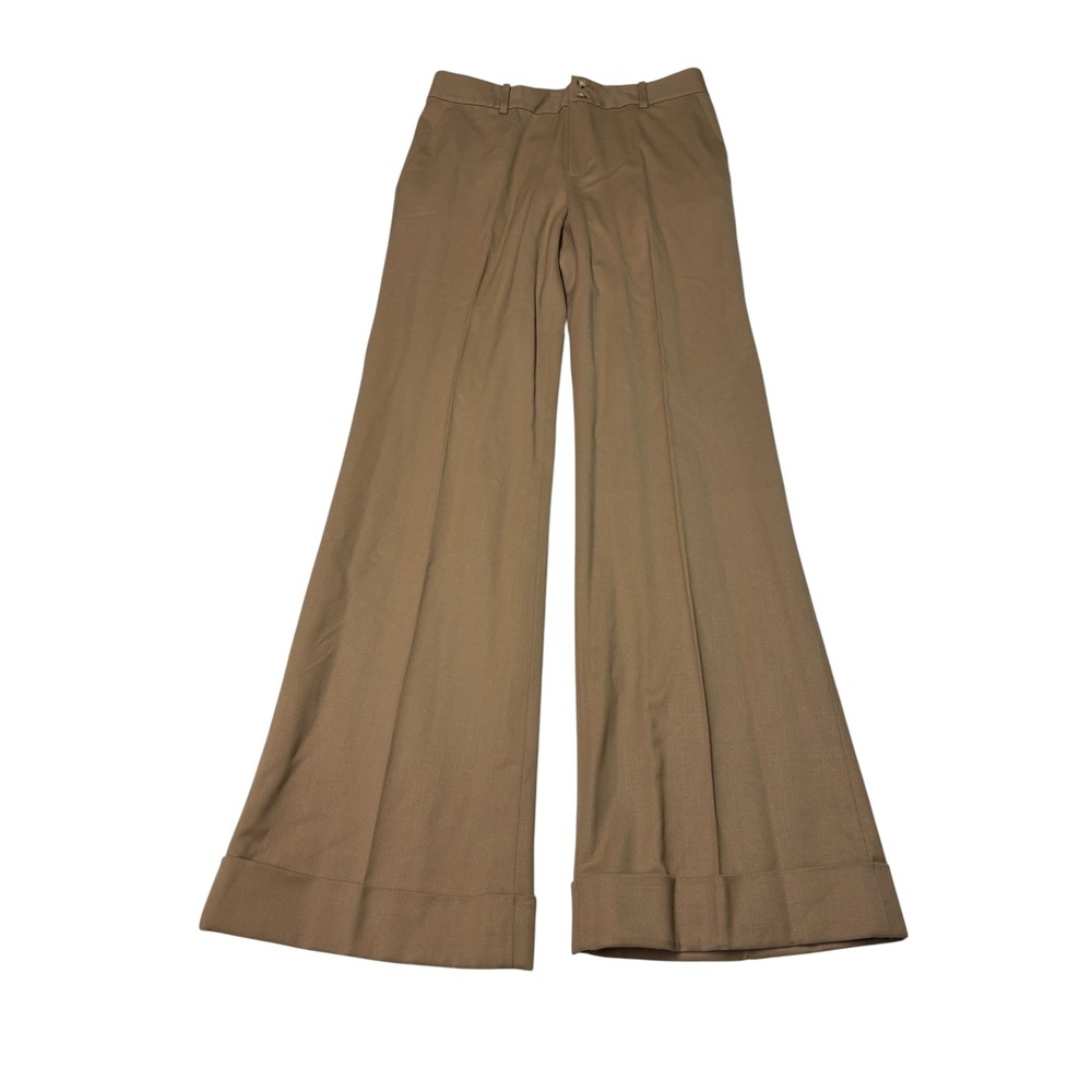 Lauren Ralph Lauren Camel Wool Blend Wide Leg Cuffed Trousers Womens 4 W30 L32